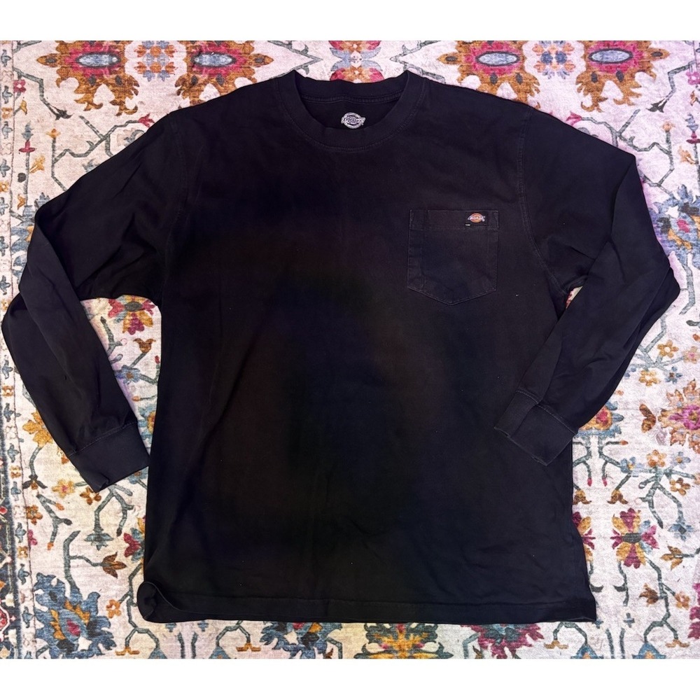 Dickies Heavyweight Long Sleeve Black Mens Shirt Size XL - Front Pocket